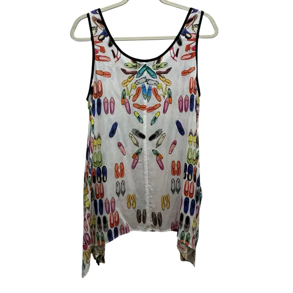 Karen Kane Blue and Pink Asymmetrical Sleeveless Tank Top - Picture 2 of 5